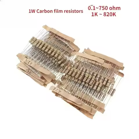 300Pcs Resistor Assorted Kit 1W Carbon Film Kit 0.1R-750R/1K ~ 820K Resistors 5% Resistance 1R 270R 