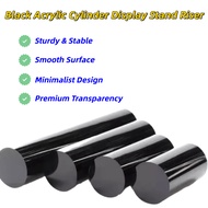 Acrylic Display Stand Cylinder - Black Showcase Riser for Figures, Jewelry, Cosmetics, Collectibles 