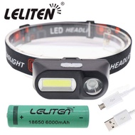 【เรือจากประเทศไทย】ไฟฉายคาดหัว LED Mini Headlamp Rechargeable ไฟฉายคาดหัวแรงสูง แบตเตอรี่ทนทาน แบบชาร์จไฟในตัว ไฟฉายคาดหัว 3 Modes XPG+COB Headlight