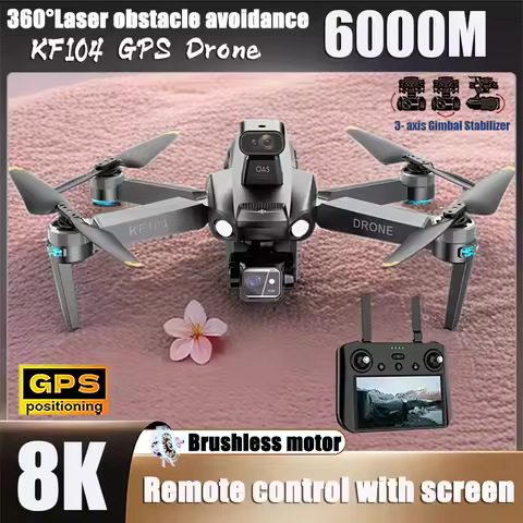 8K Camera 5.5Inch Touch Screen Remote Control Drone New KF104 Max GPS Drone 6KM Digital Image Transm