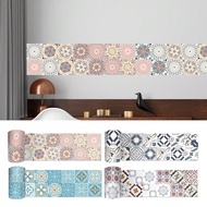 1 Roll PVC Tile Home Decor Wallpaper, Self-Adhesive Removable Bohemian Ceramic Decals, European Mand