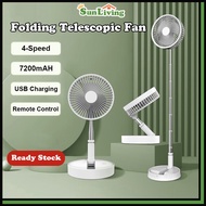 [🚀Fast Delivery 🇸🇬] Telescopic Foldable Table Fan USB Rechargeable Outdoor Portable Stand Fan Remote Control 4-Speed 风扇