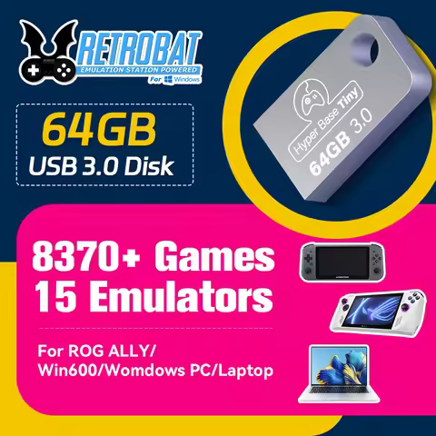 JMachen 64GB Portable USB 3.0 Game Hard Disk Retrobat OS with 8300+ Games 15 Emulators for PSP/DC/N6