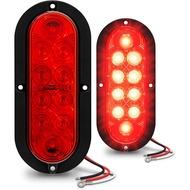 TRUE MODS 2pc 6 inch Red Oval LED Trailer Tail Light Kit [DOT FMVSS 108] [SAE S2T2I6] [Surface-Mount