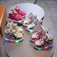 Girls Princess Shoes Rhinestone Breathable Children Light-Up Shoes Children Sports Shoes Boys Girls 