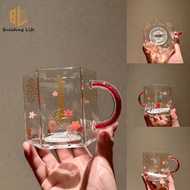 Starbucks Cup Red New Year Fireworks Bloom Glass Cup Transparent Mug Starbucks Coffee Cup Water Cup 380ml