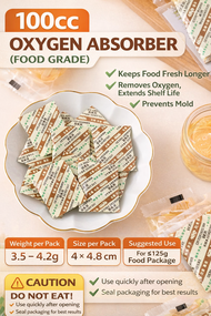Oxygen Absorber 100cc x (50pcs / 100pcs / 200pcs) [Free Ziplock Bag]