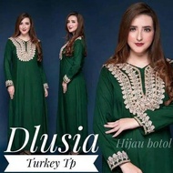 DASTER ARAB DLUSIA TURKEY TP TANGAN PANJANG GAMIS RENDA LEHER