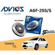 Aisin ADVICS Heavy Duty A6F-255/S Brake Disc Rotor Set Toyota Vios NCP42 ( FRONT ) ( 5H 255mm )