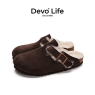 รองเท้าแตะ Devo Life ผ้าฝ้ายขนแกะ รองเท้าแตะชาย รองเท้าแตะลำลอง รองเท้าแตะฤดูใบไม้ร่วง/ฤดูหนาว สำหรั