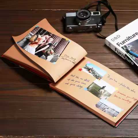 A56P-Handmade DIY Album Paste Vintage Tether Album Our Adventure Book Up Family Scrapbook Photo Albu