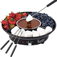 Kusini Electric Fondue Pot Set - Chocolate and Cheese Fondue - Temperature Control, Detachable Serving Trays, &amp; 4 Roasting Forks - Gift Set &amp; Date Night Idea. Serve at Movie Night or Game Night.