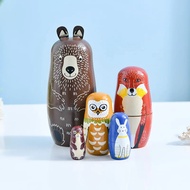 5Pcs Bear Russian Matryoshka Dolls Handmade Basswood Nesting Dolls Set Matryoshka Dolls Toys Home Decor Toys