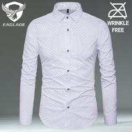 EAGLADE Men's Long Sleeve Golf Formal Casual Shirt for Men Man Wrinkle Freein White D04