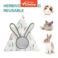 Soft Cotton Bunny Hay Feeder Bags, Cute Triangle Rabbit Hay Holder with 3D Ears, Hanging Hay Dispens