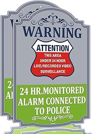 Warning 24 HR. Monitored Alarm Connected To Police Sign Attention This Area Under Live/Recorded Vide