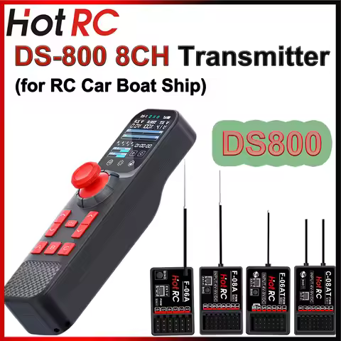HOTRC DS-800 Transmitter DS800 8CH 2.4G Radio System Color Screen Remote Controller F-08A F-01AT Rec
