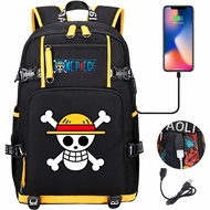 ♚Happy House♚Japanese Comic One Piece Merchandise Printed Backpack Teenager College Student School Bag Travel Bag USB Computer Bag