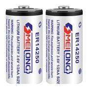 [SG] [2 Pieces] OMEILONG ER14250 3.6V Type 1/2 AA Lithium Thionyl Chloride (Li-SOCl2) Cylindrical Ba
