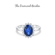 TDG 10K Oval Shape Lab-Grown Blue Sapphire Diamond Ring