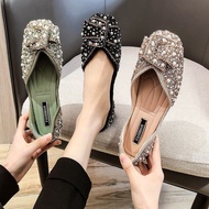 Large size 41 42 43 women's shoes, flat sole shoes, women's pearl pedal peas shoes pregnant women sh