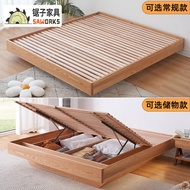 Red oak suspended solid wood bed tatami1.5Rice1.8Double Bed Simple Modern Homestay Storage Bed