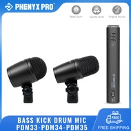 Phenyx Pro Bass Kick Drum Mic Snare Drum Mic Overhead Condenser Drum Microphone Cardioid Dynamic Microphone Expanded Bass Range &amp; Durable Metal Mesh Grille for Hi-Hat Percussions and String Instruments