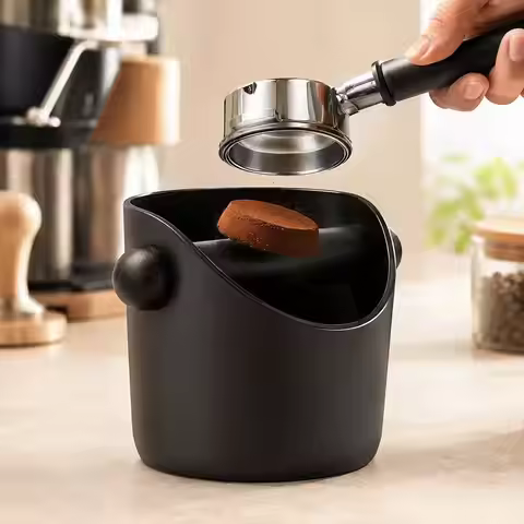 Shock-Absorbent Coffee Knock Box Anti-slip Espresso Dump Bin For Coffee Grounds with Removable Knock