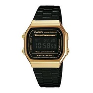 Casio Vintage Retro WR Digital Watch - Black and Gold A168WEGB-1BDF