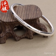 Solid Open Mother's Day Elderly Silver Bracelet S999Bracelet Round Belly Gift Box Pure Silver Four-L