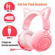 Somic GS510 Cat Ear PC Gamer Headset 2.4G Wireless / 3.5MM / USB 7.1 Pink Surround Sound Gaming Headphones with Mic for PS4 Laptop Phone