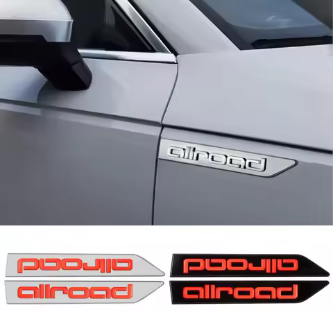 2pcs 3D ABS Car Fender Emblem Allroad Letters Badge Sticker For Audi quattro A4 B8 B9 C5 C6 C7 A6 A1