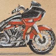 Motorcycle Original Painting Road Glide CVO Harley Davidson Wall Art Motorbike