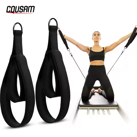 1 Pair Pilates Double Loop Straps for Reformer Fitness D-Ring Straps Handle, Yoga Exercise Accessori