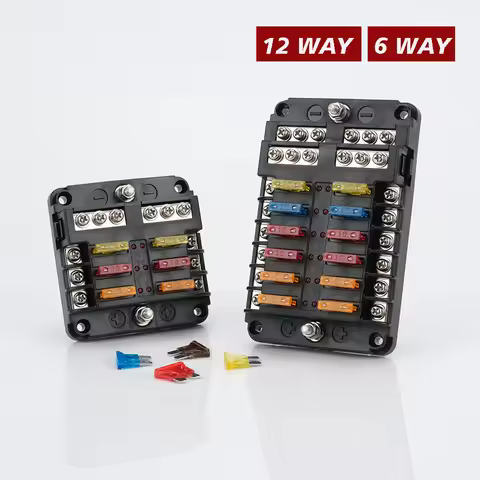 Car Marine Auto 12v 32v Plastic Cover Fuse Box Holder 12 6 Way 100a Circuit Blade Fuse Block m5 With