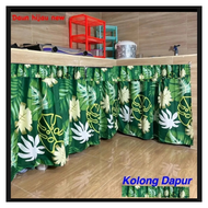 Gorden - Hordeng Kolong Dapur Motif Bunga Monstera Hijau