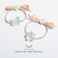 ins透明水晶炫彩发饰方块甜美少女糖果色简约丝带爱心蝴蝶结头绳Ins Transparent Crystal Colorful Hair Accessories Sweet Squared1b8.my