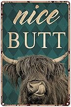 Bathroom Art Wall Decor Nice Butt Highland Cow Tin Sign Decoration Vintage Chic Metal Poster Wall De