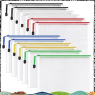 Super 12Pcs A4 Zip Folders Mesh Zipper Pouch Document Bag Mesh Zipper File Bags Mesh Zipper Pouch Do