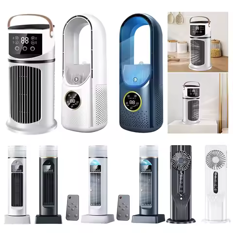 Bladeless Oscillating Tower Fan 6 Wind Speeds Mist Bladeless Fan USB Powered Air Purifier Humidifier