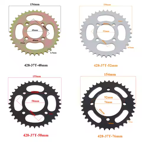 Motorcycle 428 37 Tooth 37T 48/52/58/76MM Rear Chain Sprocket 428-37T For ATV Quad Pit Dirt Bike Bug