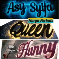 HURUF TIMBUL NYALA / HURUF NYALA / HURUF LAMPU / PLANG USAHA / NAMA TOKO / BANNER / NAMA CAFE / HURU