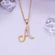 Happy Jewelry จี้ตัวอักษร ตัว A ทองแท้ 9k 37.5% เพชรเกสร PD203 [เฉพาะจี้]
