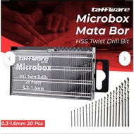 MATA Taffware Micro Box Drill Bit Set 0.3- 1.6mm 20psc