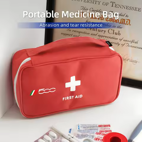 Car Logo Portable First Aid Kit Medicine Organiser Travel Mini Medical Kit For FIAT 500 Grande Punto