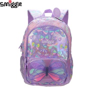 Australia Smiggle Original Children's Schoolbag Girls Backpack Purple Butterfly Waterproof 16 Inches 2023 New Fashion Kids' Bags&amp;-*&amp;