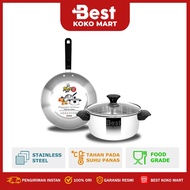 Maspion Panda FIT B - Frypan 20 cm & Dutch Oven 18 cm Stainless Steel