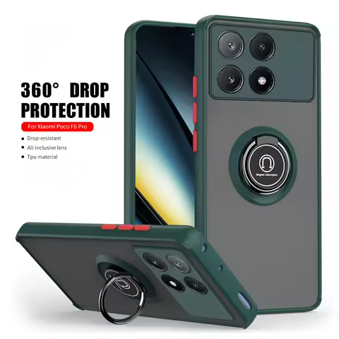 Shockproof Armor Matte Case For Xiaomi POCO F7 F6 X6 Pro 5G Kickstand Magnetic Ring Holder Funda For