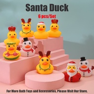 [Ready Stock]6pcs Bath Toys Little Yellow Duck Santa Duck Water Playing Toys Rubber Duck Toys