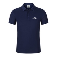 sale Summer Men Golf Shirts Embroidery Logo J LINDEBERG Golf Wear Casual Short Sleeve BreathableHigh